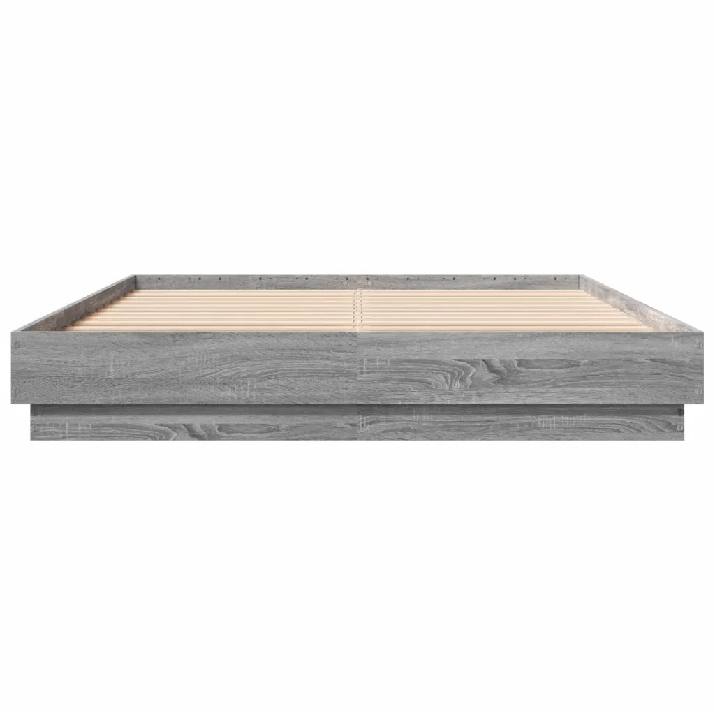 Letto matrimoniale | Letto per adulti | Giroletto con Luci LED Grigio Sonoma 150x200 cm - Image 6