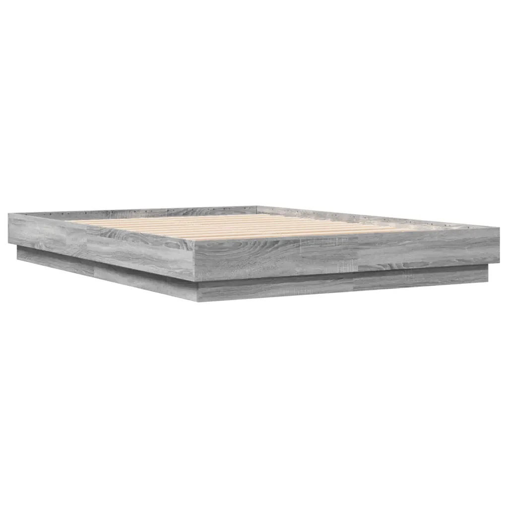 Letto matrimoniale | Letto per adulti | Giroletto con Luci LED Grigio Sonoma 150x200 cm - Image 8