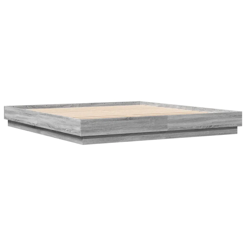 Letto matrimoniale | Letto per adulti | Giroletto con Luci LED Grigio Sonoma 180x200 cm - Image 3