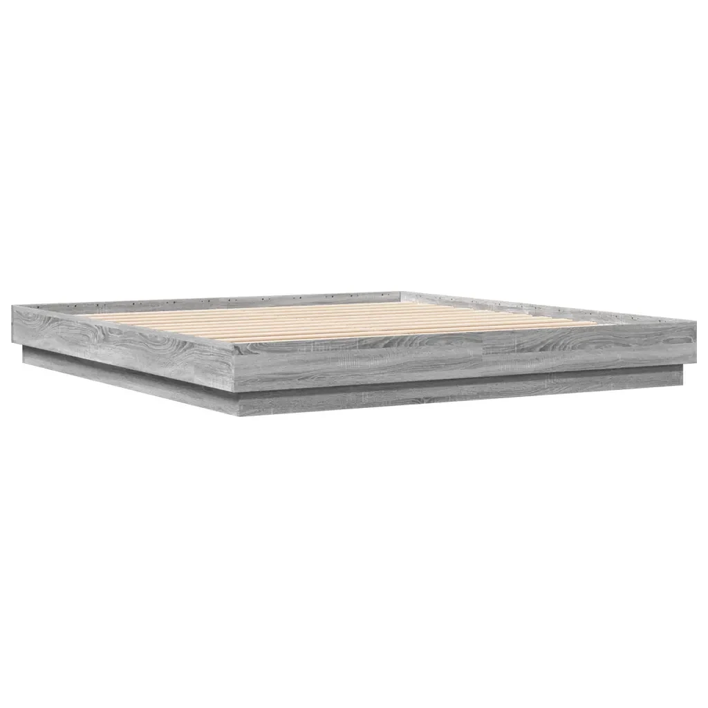 Letto matrimoniale | Letto per adulti | Giroletto con Luci LED Grigio Sonoma 180x200 cm - Image 8