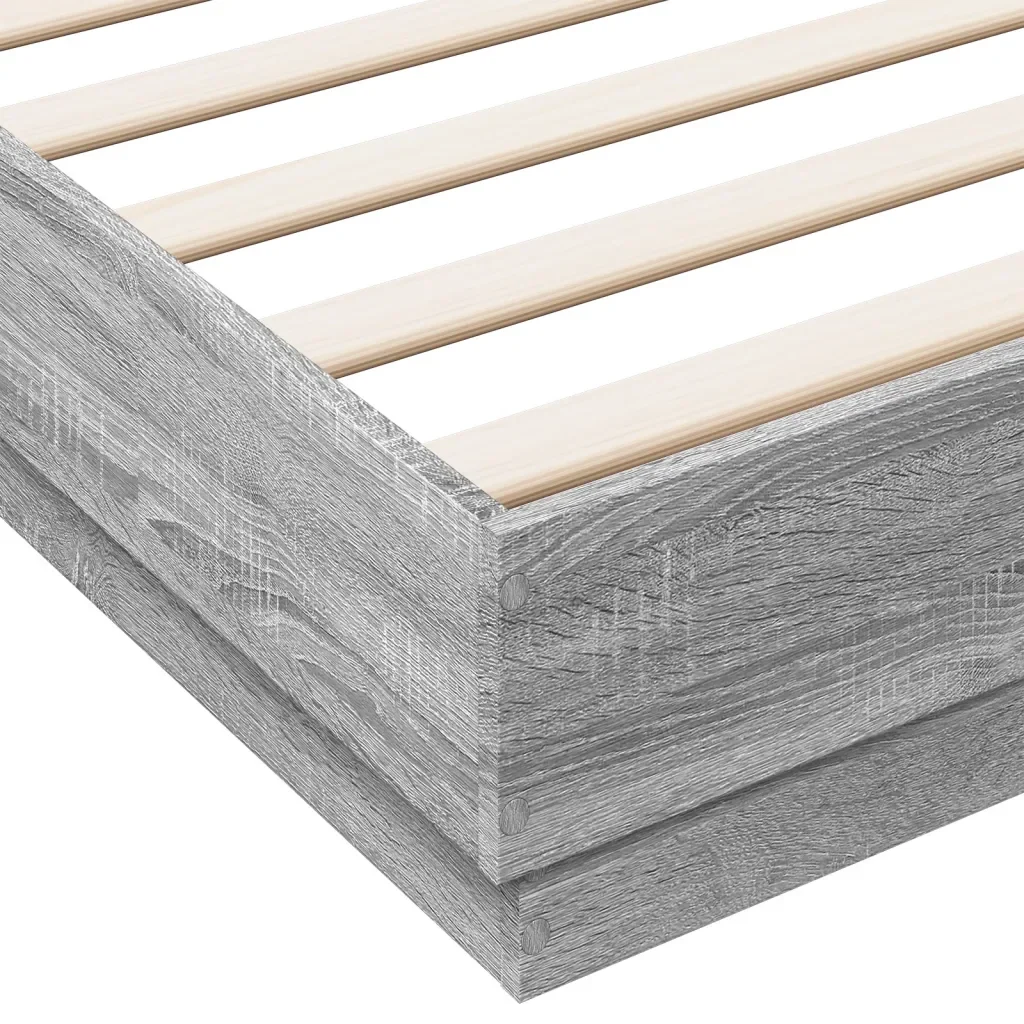 Letto matrimoniale | Letto per adulti | Giroletto con Luci LED Grigio Sonoma 180x200 cm - Image 9