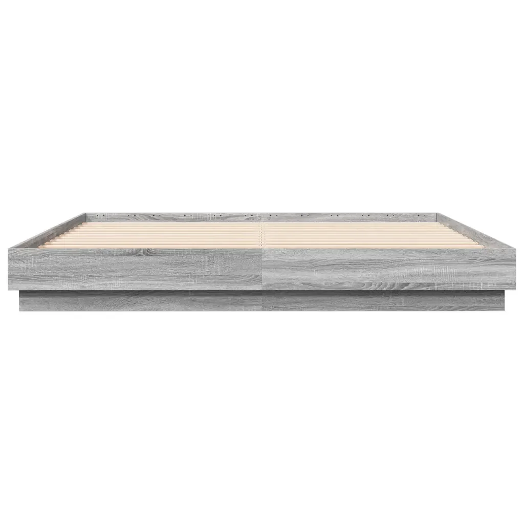 Letto matrimoniale | Letto per adulti | Giroletto con Luci LED Grigio Sonoma 200x200 cm - Image 6