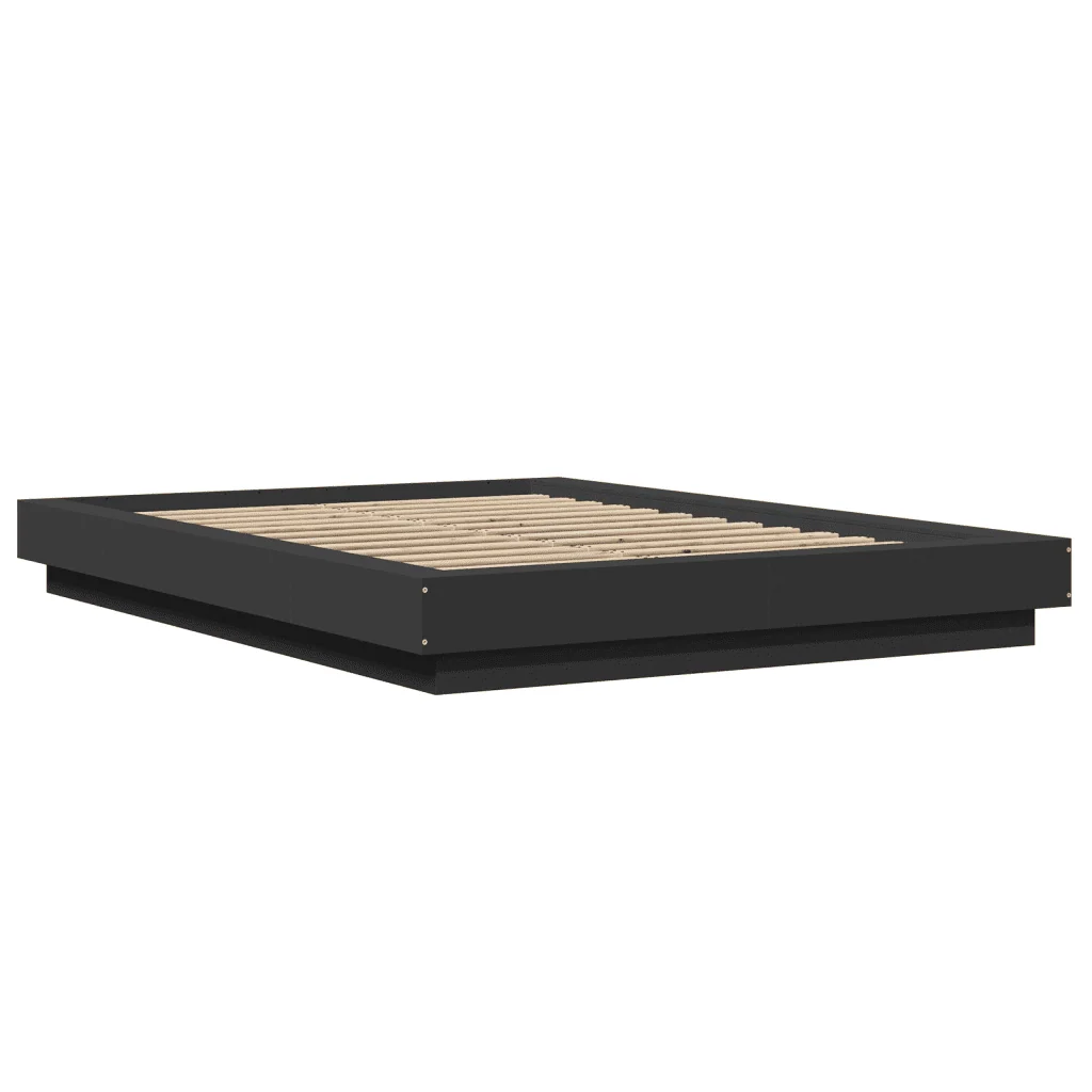 Letto matrimoniale | Letto per adulti | Giroletto con Luci LED Nero 120x190 cm in Legno Multistrato - Image 4