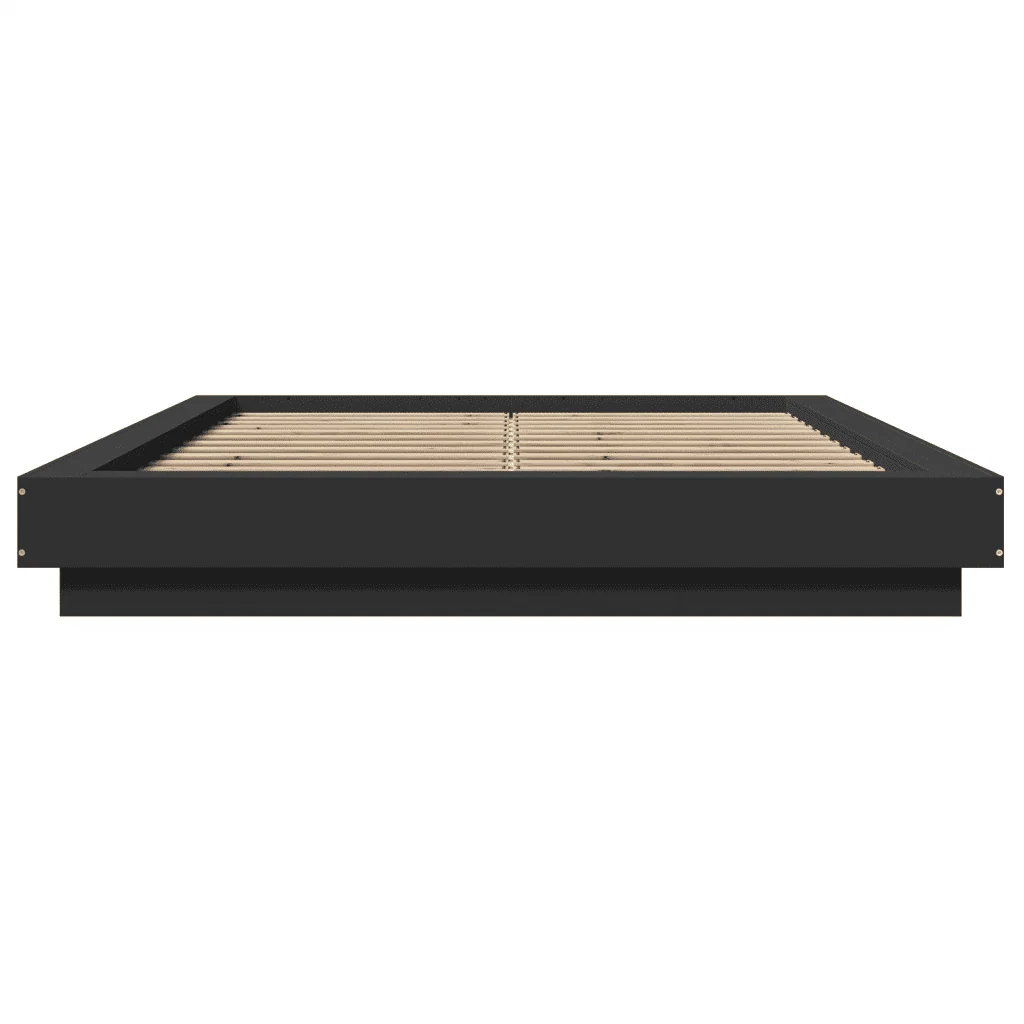 Letto matrimoniale | Letto per adulti | Giroletto con Luci LED Nero 120x190 cm in Legno Multistrato - Image 5