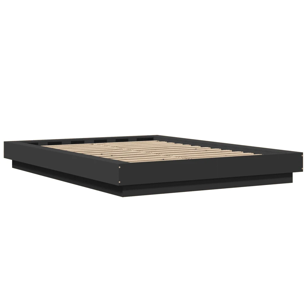 Letto matrimoniale | Letto per adulti | Giroletto con Luci LED Nero 120x190 cm in Legno Multistrato - Image 7