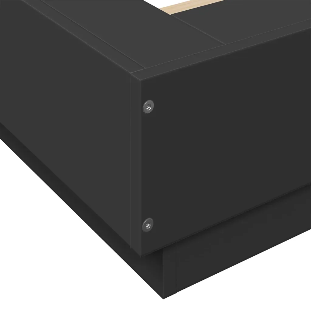 Letto matrimoniale | Letto per adulti | Giroletto con Luci LED Nero 180x200 cm in Legno Multistrato - Image 10
