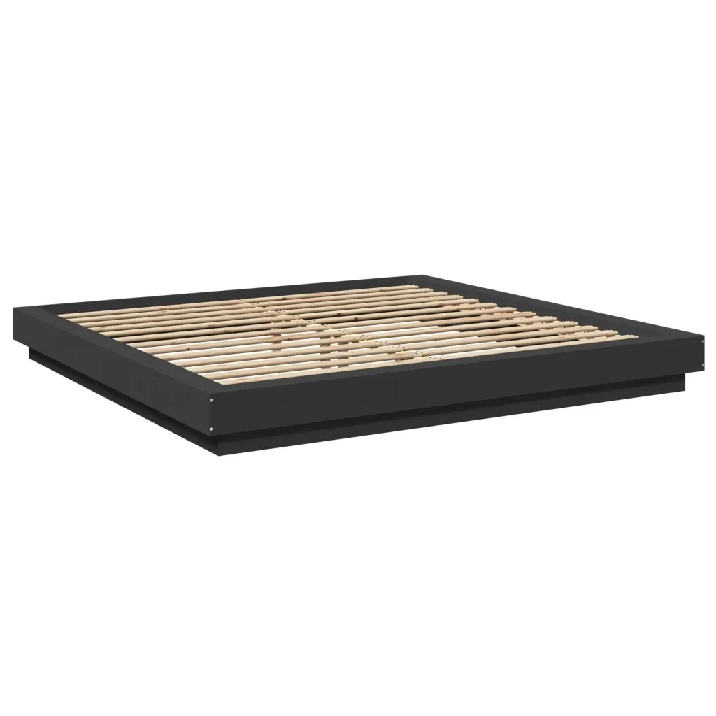 Letto matrimoniale | Letto per adulti | Giroletto con Luci LED Nero 180x200 cm in Legno Multistrato - Image 4