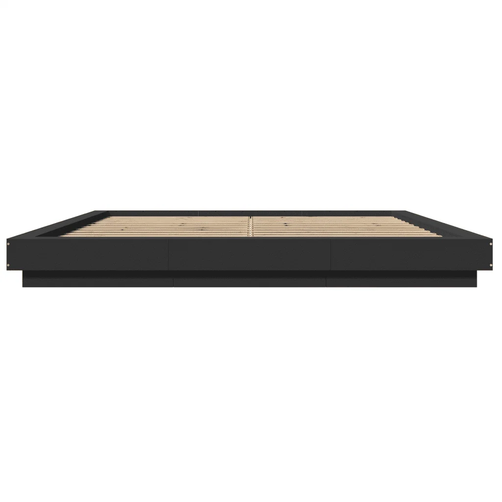 Letto matrimoniale | Letto per adulti | Giroletto con Luci LED Nero 180x200 cm in Legno Multistrato - Image 5