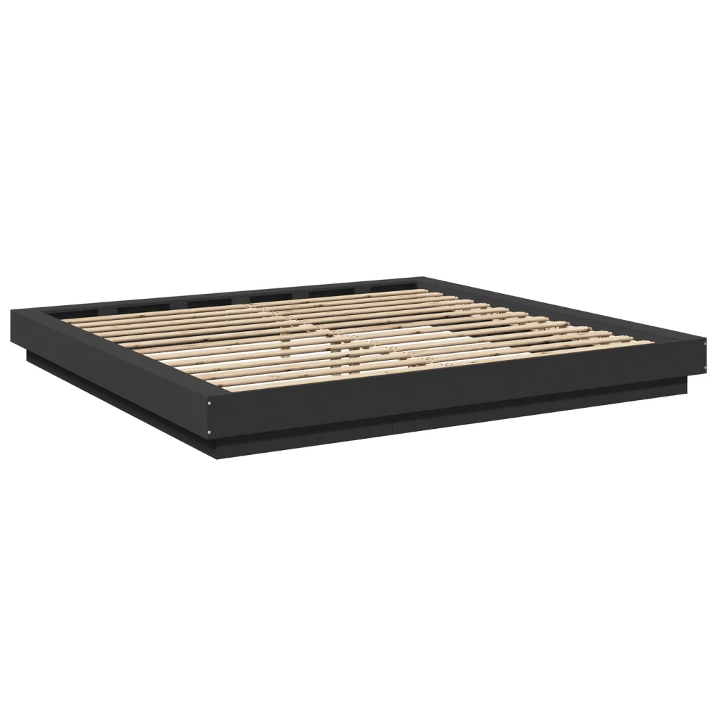 Letto matrimoniale | Letto per adulti | Giroletto con Luci LED Nero 180x200 cm in Legno Multistrato - Image 7