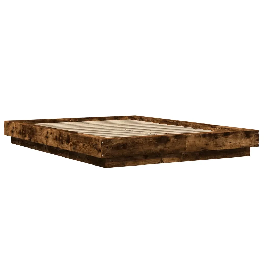 Letto matrimoniale | Letto per adulti | Giroletto con Luci LED Rovere Fumo 120x190 cm Legno Multistrato - Image 3