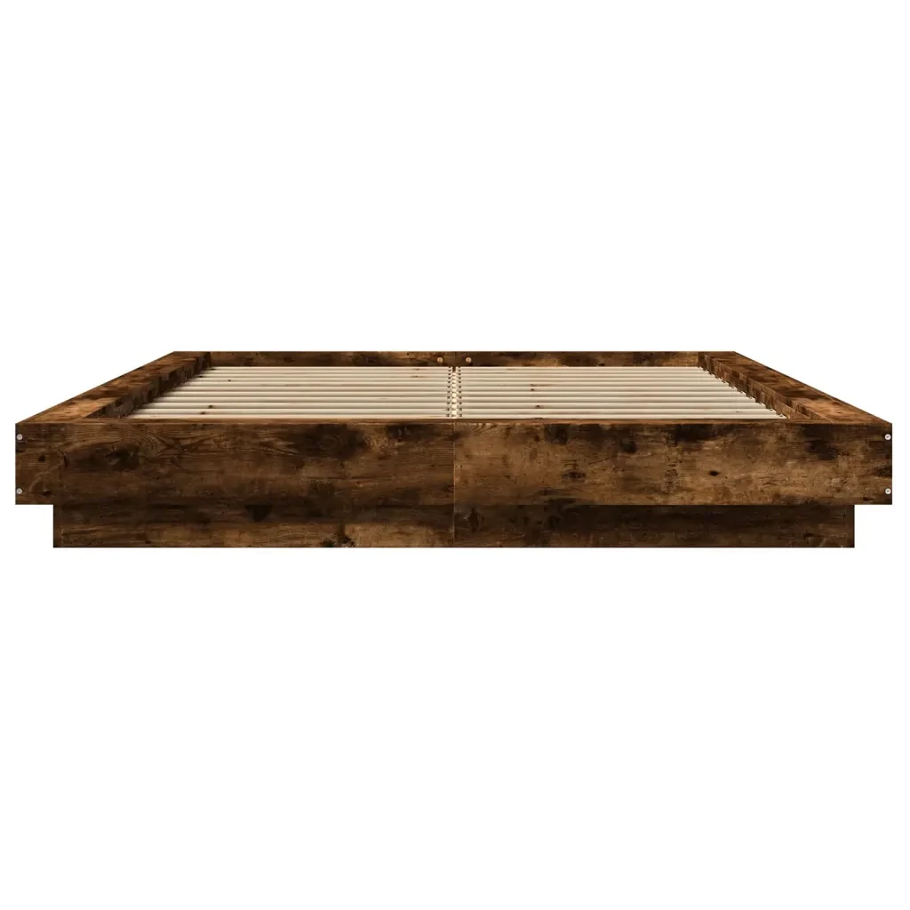 Letto matrimoniale | Letto per adulti | Giroletto con Luci LED Rovere Fumo 120x190 cm Legno Multistrato - Image 5