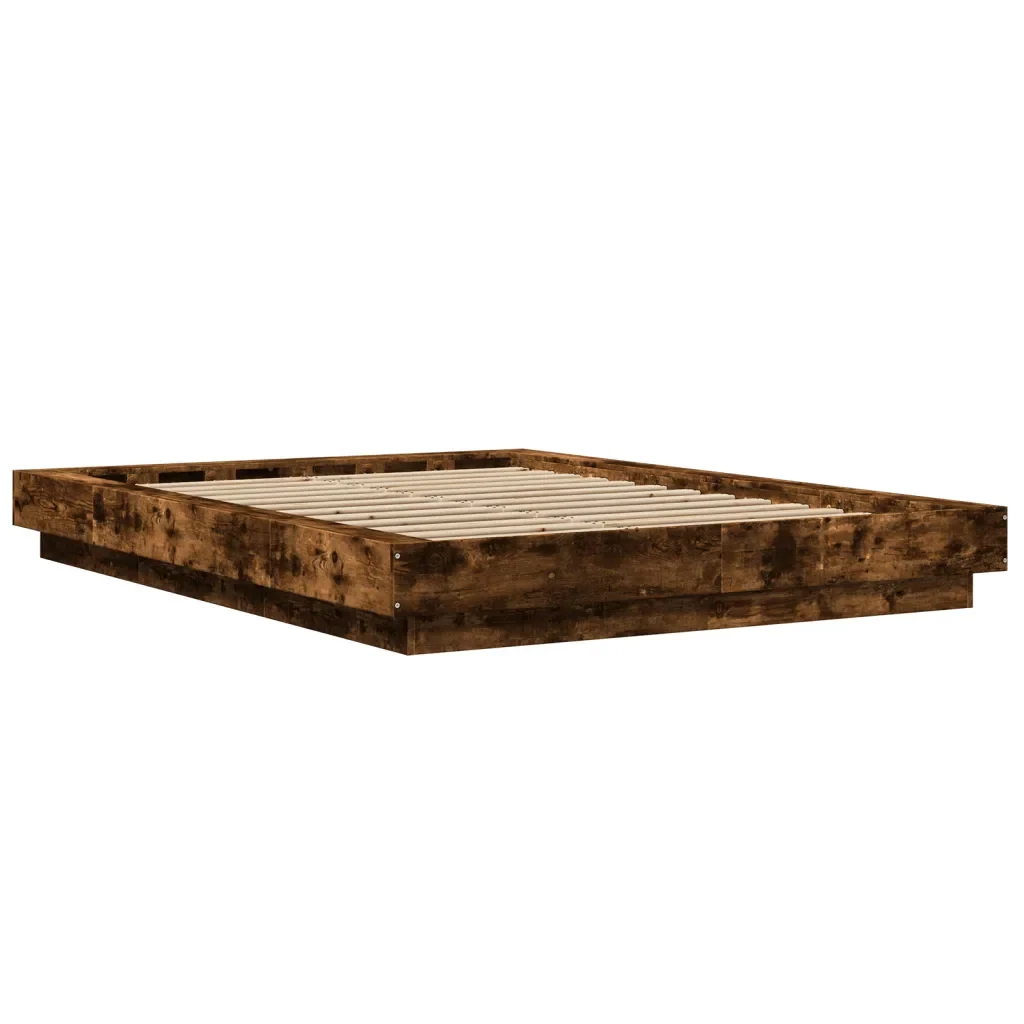 Letto matrimoniale | Letto per adulti | Giroletto con Luci LED Rovere Fumo 120x190 cm Legno Multistrato - Image 7