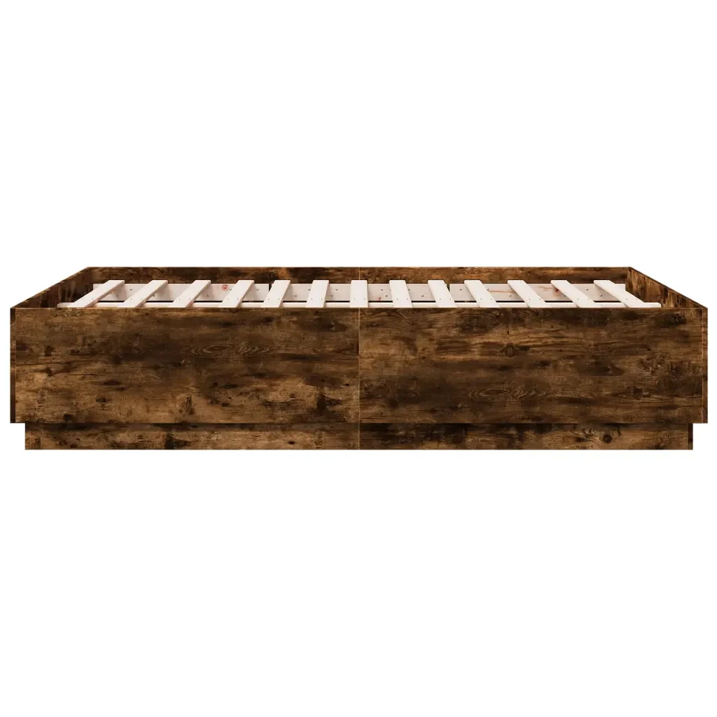 Letto matrimoniale | Letto per adulti | Giroletto con Luci LED Rovere Fumo 120x190 cm Legno Multistrato - Image 7