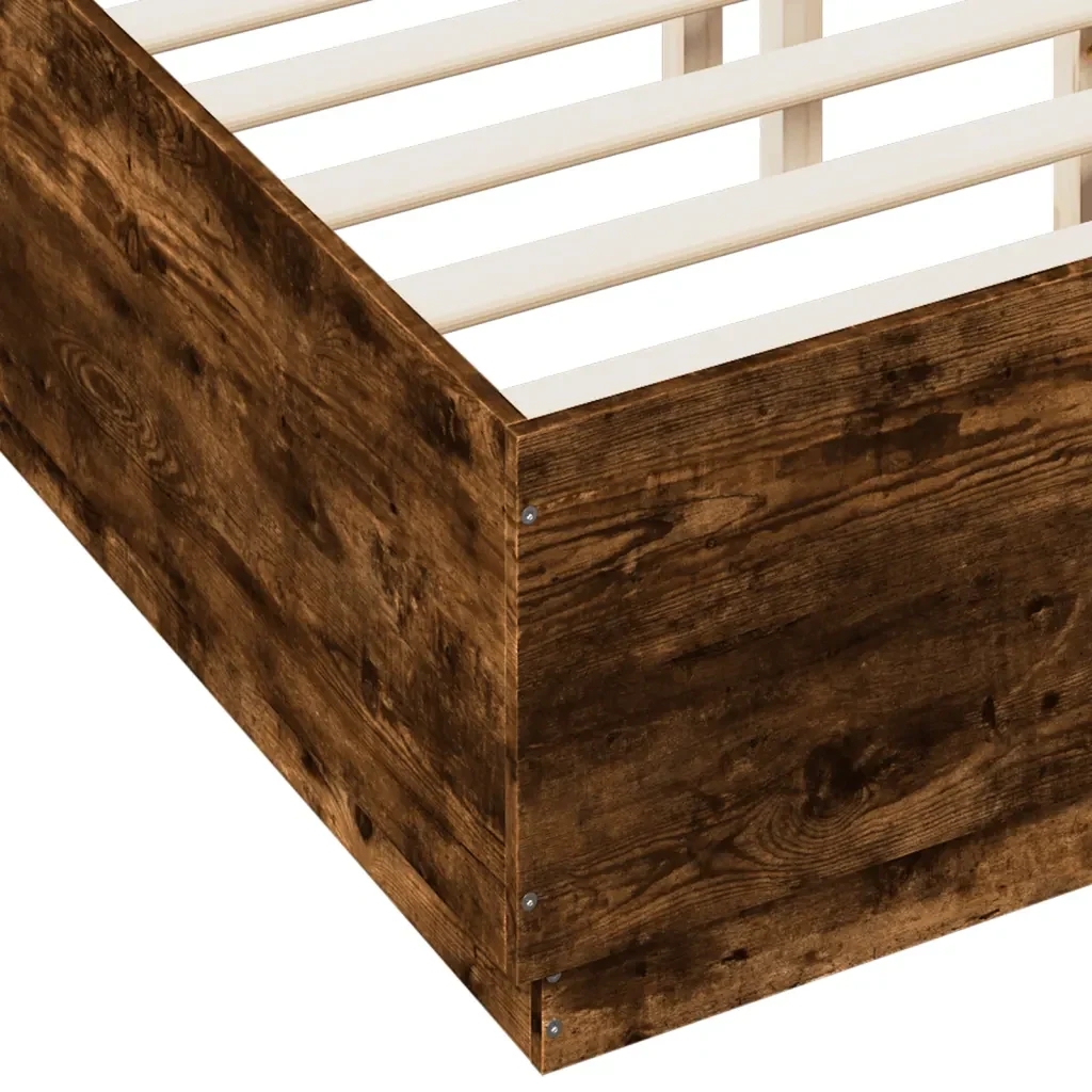 Letto matrimoniale | Letto per adulti | Giroletto con Luci LED Rovere Fumo 120x190 cm Legno Multistrato - Image 9