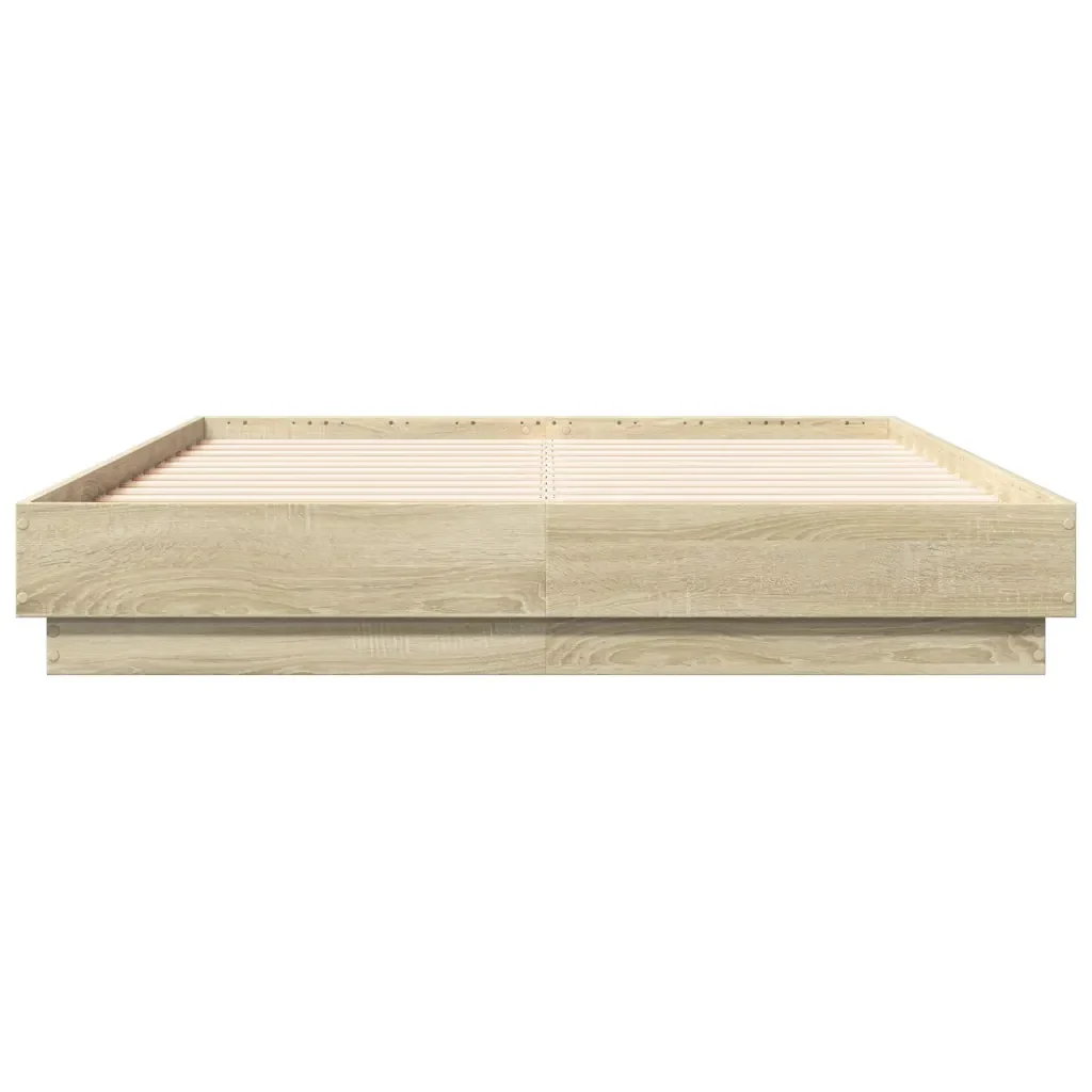 Letto matrimoniale | Letto per adulti | Giroletto con Luci LED Rovere Sonoma 120x190 cm - Image 6