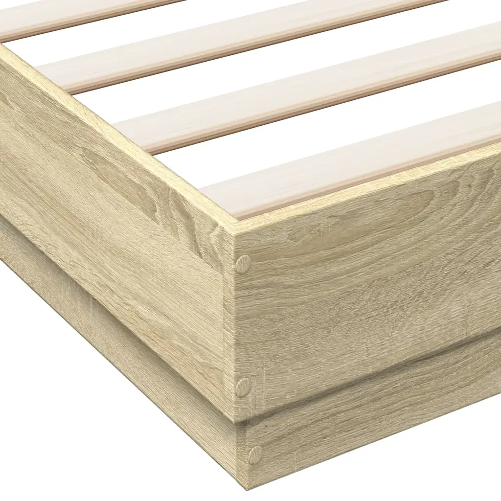 Letto matrimoniale | Letto per adulti | Giroletto con Luci LED Rovere Sonoma 120x190 cm - Image 9