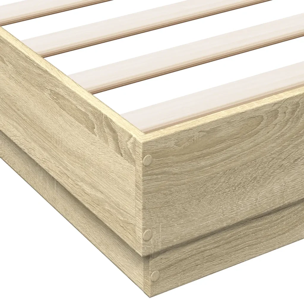Letto matrimoniale | Letto per adulti | Giroletto con Luci LED Rovere Sonoma 120x200 cm - Image 9