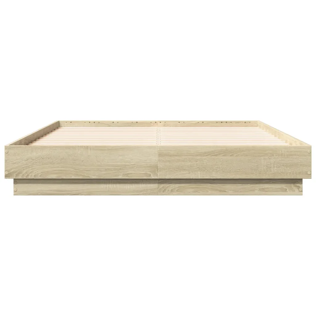 Letto matrimoniale | Letto per adulti | Giroletto con Luci LED Rovere Sonoma 135x190 cm - Image 6