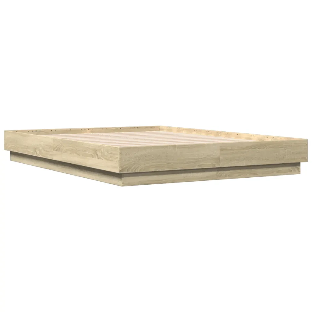 Letto matrimoniale | Letto per adulti | Giroletto con Luci LED Rovere Sonoma 135x190 cm - Image 8