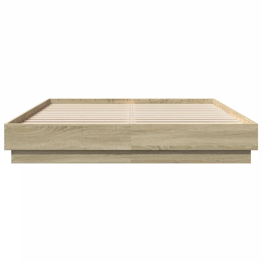 Letto matrimoniale | Letto per adulti | Giroletto con Luci LED Rovere Sonoma 160x200 cm - Image 6