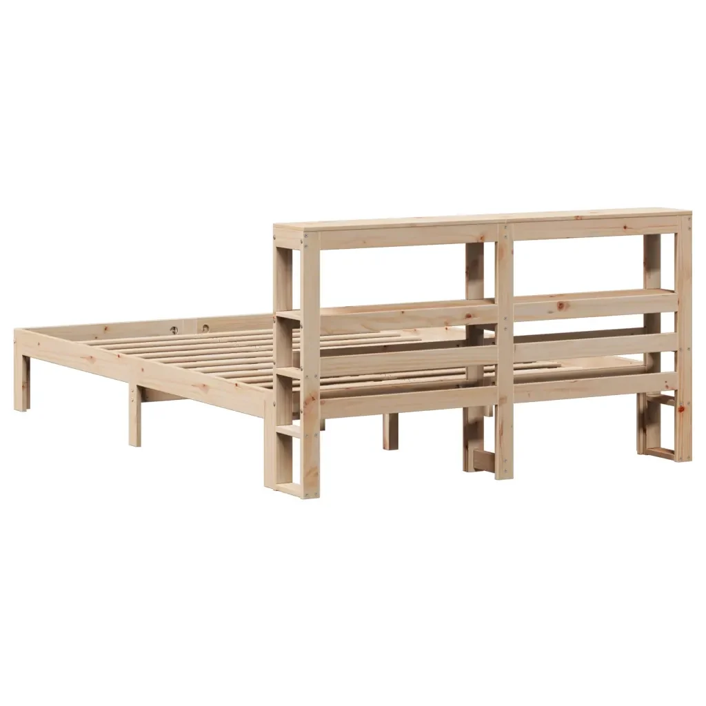 Letto matrimoniale | Letto per adulti | Giroletto con Testiera 120x190 cm in Legno Massello di Pino - Image 6