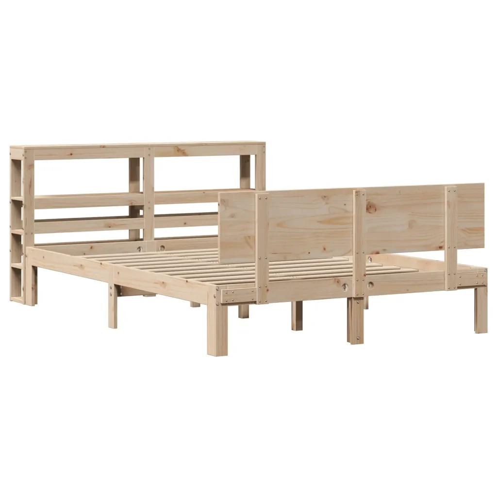 Letto matrimoniale | Letto per adulti | Giroletto con Testiera 120x190 cm in Legno Massello di Pino - Image 4