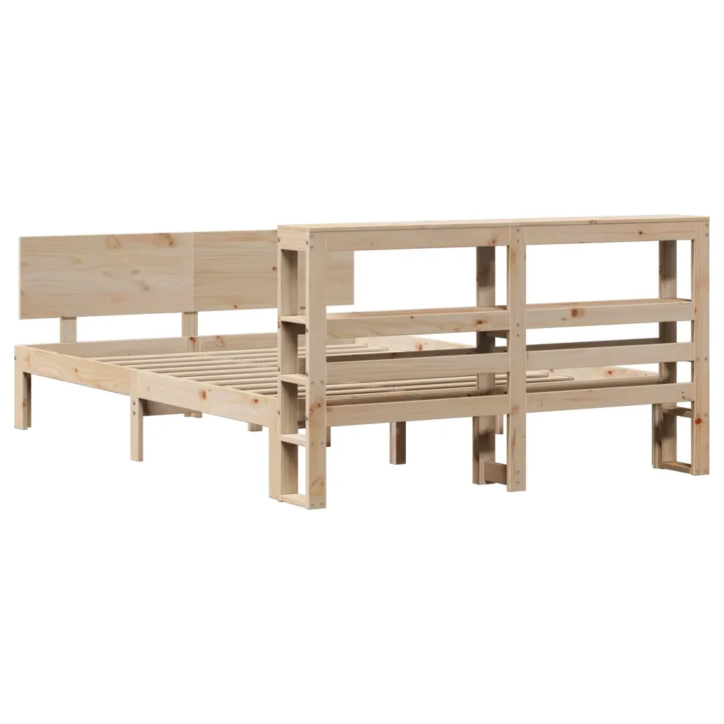 Letto matrimoniale | Letto per adulti | Giroletto con Testiera 120x190 cm in Legno Massello di Pino - Image 6