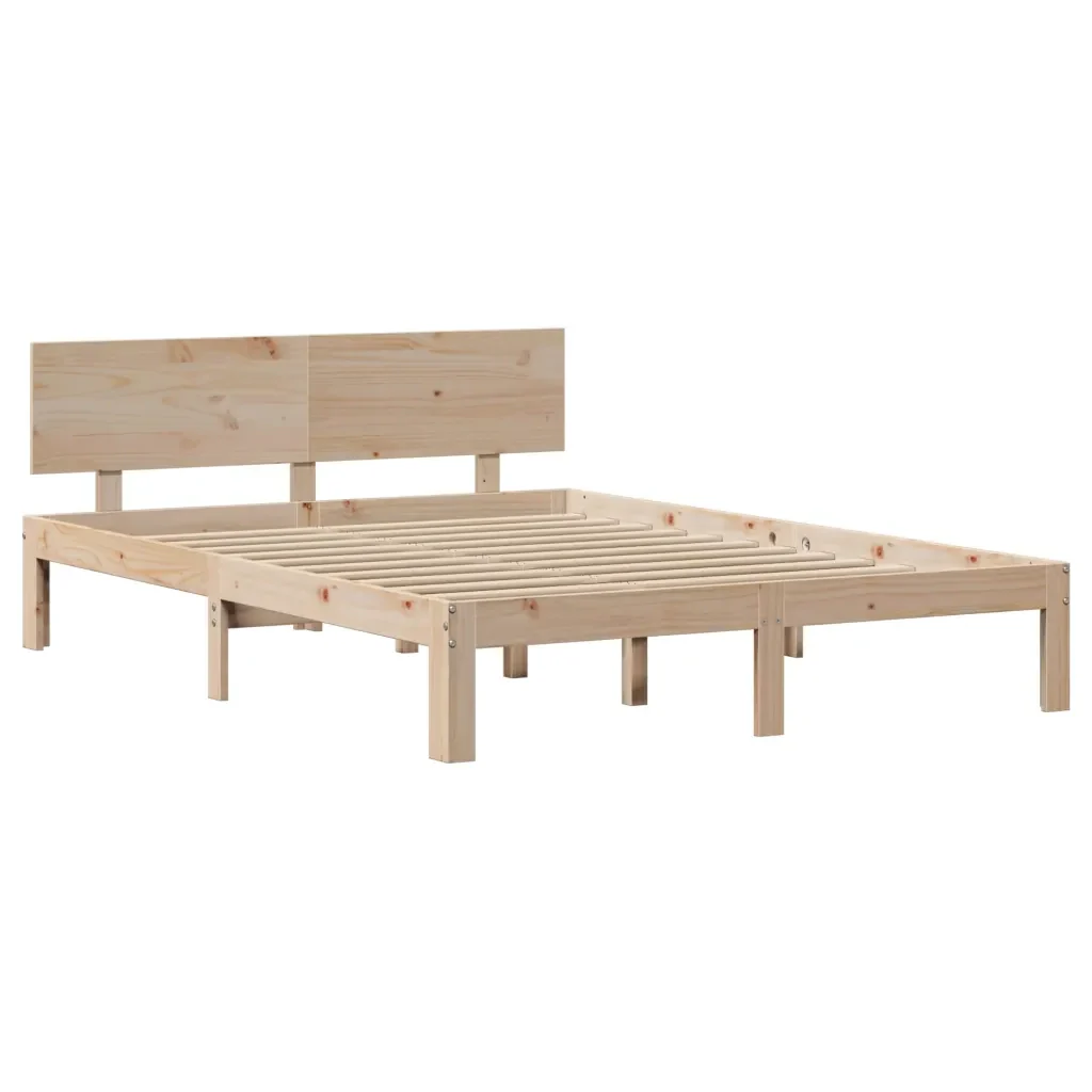 Letto matrimoniale | Letto per adulti | Giroletto con Testiera 120x190 cm in Legno Massello di Pino - Image 7