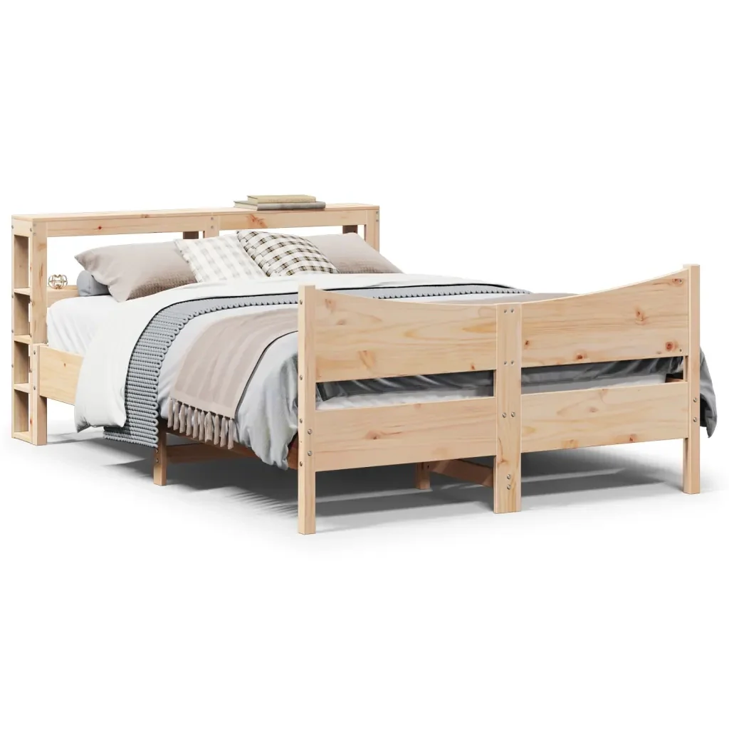 Letto matrimoniale | Letto per adulti | Giroletto con Testiera 120x190 cm in Legno Massello di Pino - Image 2