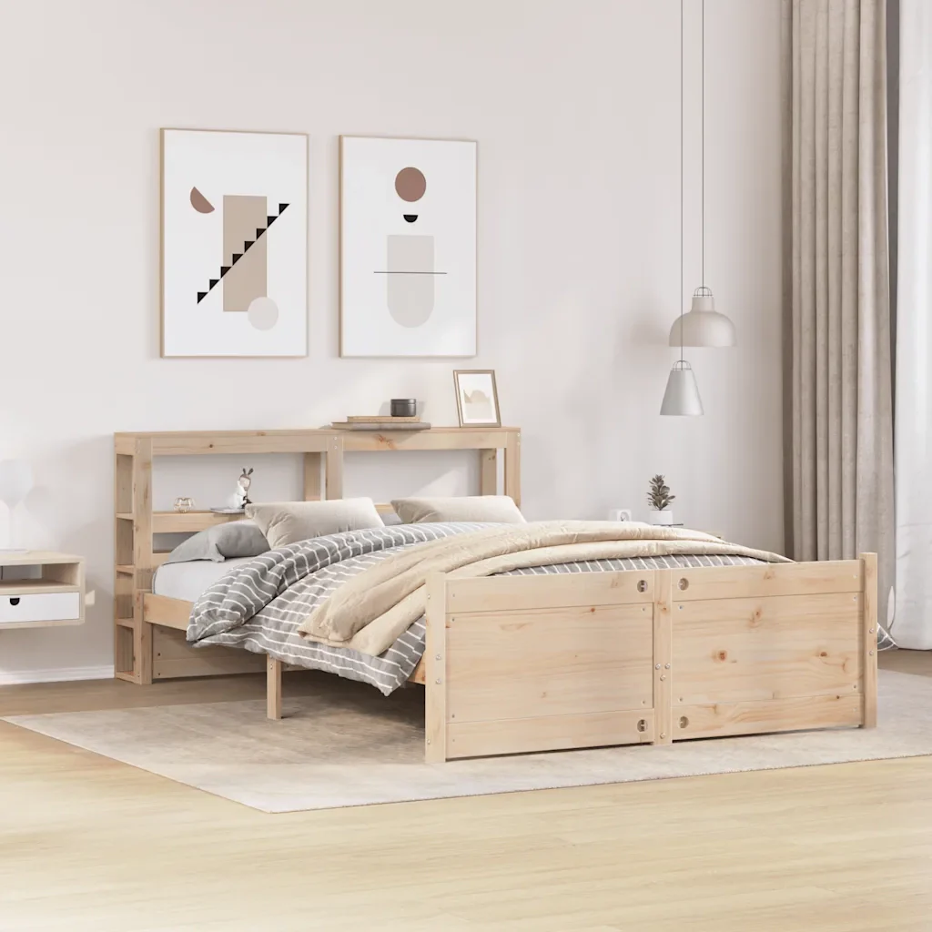 Letto matrimoniale | Letto per adulti | Giroletto con Testiera 120x200 cm in Legno Massello di Pino - Image 2