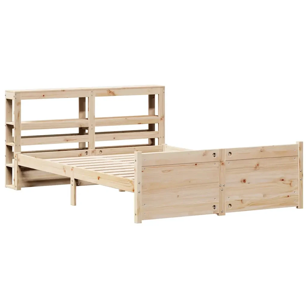 Letto matrimoniale | Letto per adulti | Giroletto con Testiera 120x200 cm in Legno Massello di Pino - Image 3