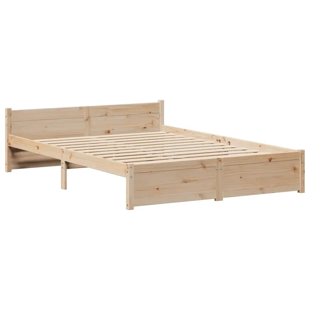 Letto matrimoniale | Letto per adulti | Giroletto con Testiera 120x200 cm in Legno Massello di Pino - Image 5