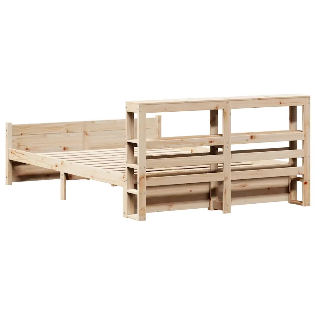 Letto matrimoniale | Letto per adulti | Giroletto con Testiera 120x200 cm in Legno Massello di Pino - Image 8