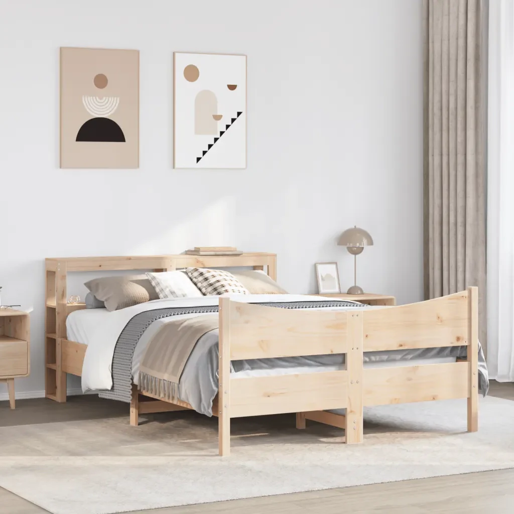 Letto matrimoniale | Letto per adulti | Giroletto con Testiera 120x200 cm in Legno Massello di Pino - Image 4