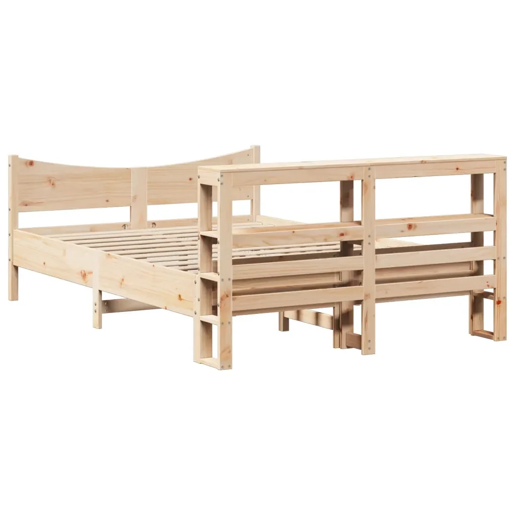 Letto matrimoniale | Letto per adulti | Giroletto con Testiera 120x200 cm in Legno Massello di Pino - Image 8
