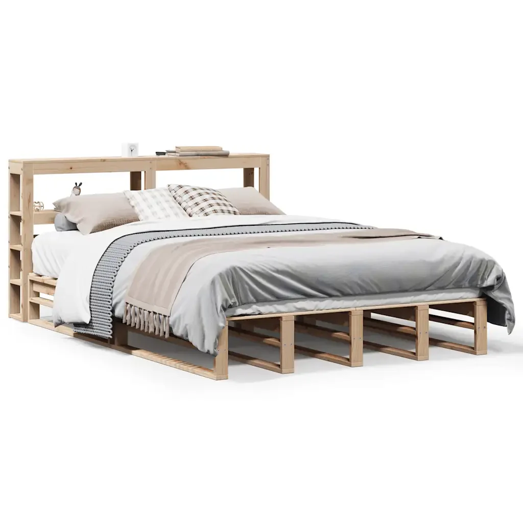 Letto matrimoniale | Letto per adulti | Giroletto con Testiera 120x200 cm in Legno Massello di Pino