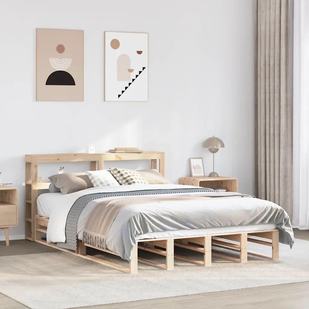 Letto matrimoniale | Letto per adulti | Giroletto con Testiera 120x200 cm in Legno Massello di Pino - Image 2