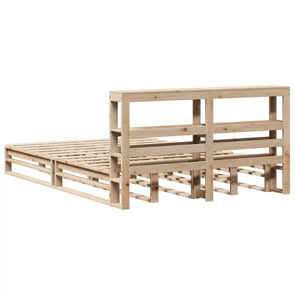 Letto matrimoniale | Letto per adulti | Giroletto con Testiera 120x200 cm in Legno Massello di Pino - Image 8