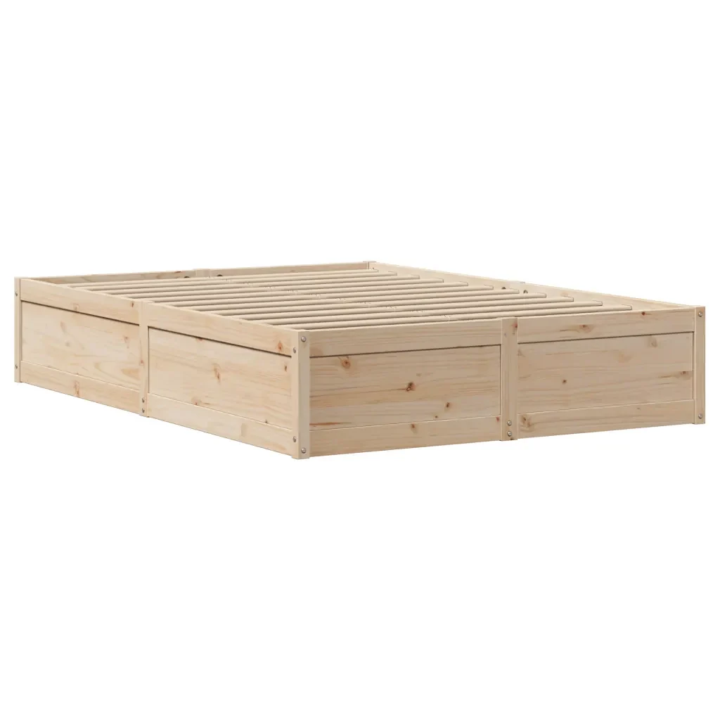Letto matrimoniale | Letto per adulti | Giroletto con Testiera 135x190 cm in Legno Massello di Pino - Image 5