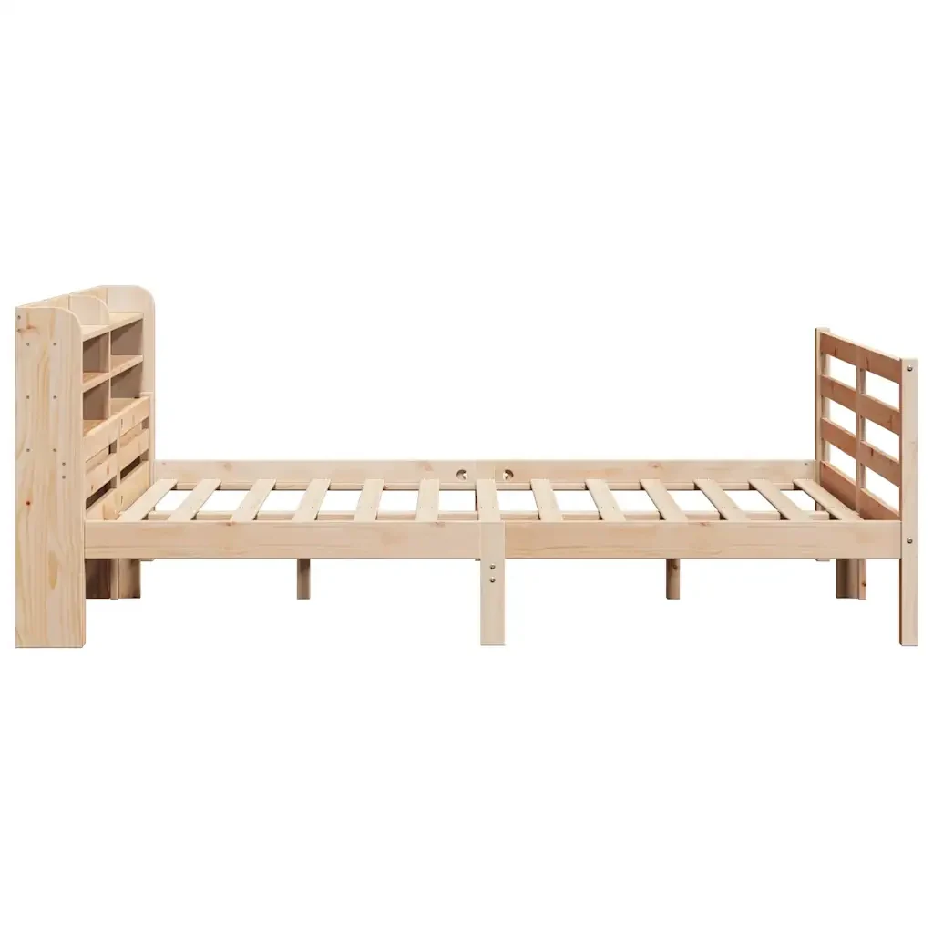 Letto matrimoniale | Letto per adulti | Giroletto con Testiera 135x190 cm in Legno Massello di Pino - Image 7