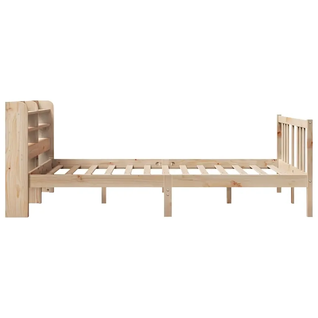 Letto matrimoniale | Letto per adulti | Giroletto con Testiera 135x190 cm in Legno Massello di Pino - Image 7