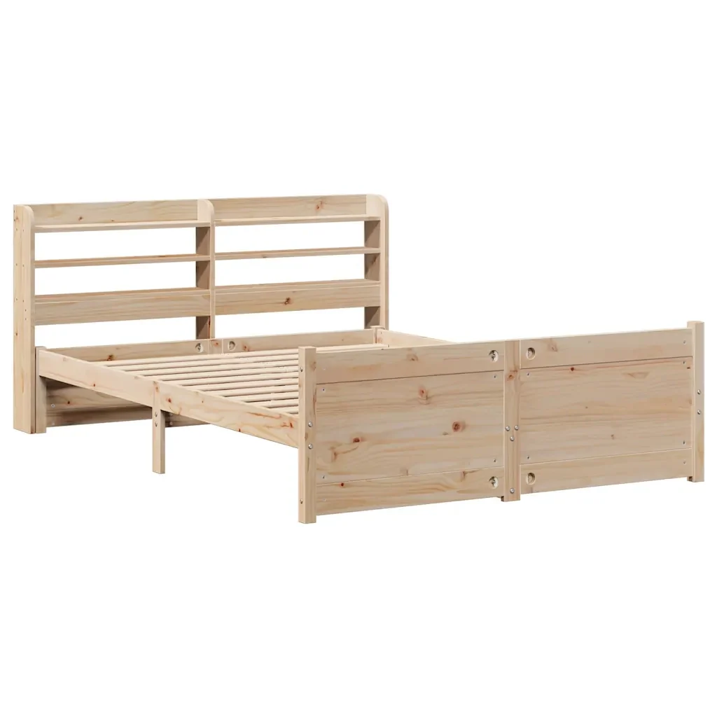 Letto matrimoniale | Letto per adulti | Giroletto con Testiera 135x190 cm in Legno Massello di Pino - Image 3