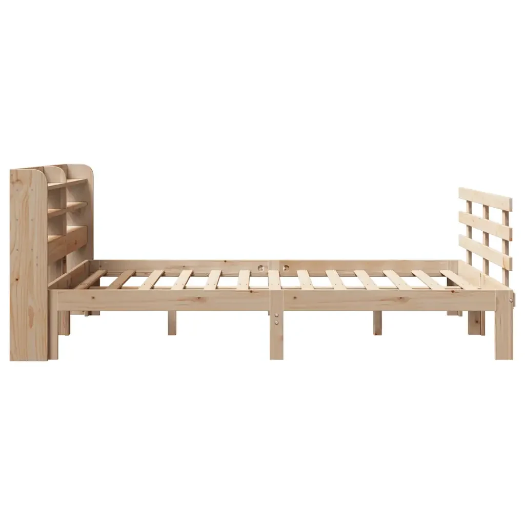 Letto matrimoniale | Letto per adulti | Giroletto con Testiera 135x190 cm in Legno Massello di Pino - Image 7