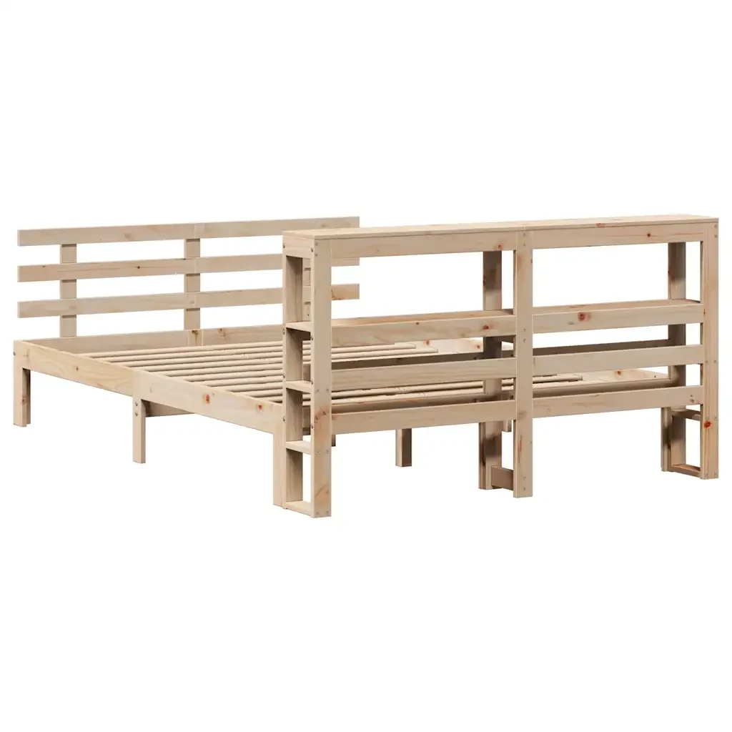 Letto matrimoniale | Letto per adulti | Giroletto con Testiera 140x190 cm in Legno Massello di Pino - Image 8