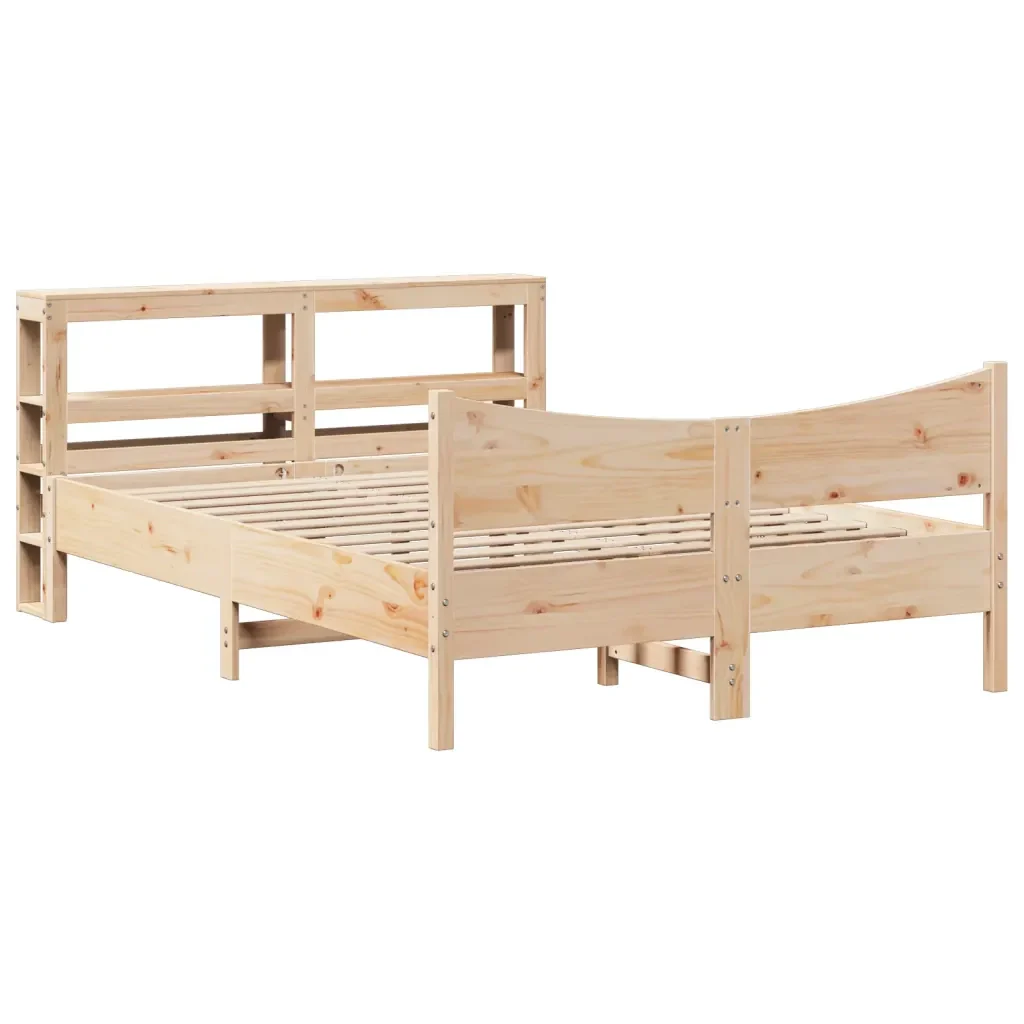Letto matrimoniale | Letto per adulti | Giroletto con Testiera 140x190 cm in Legno Massello di Pino