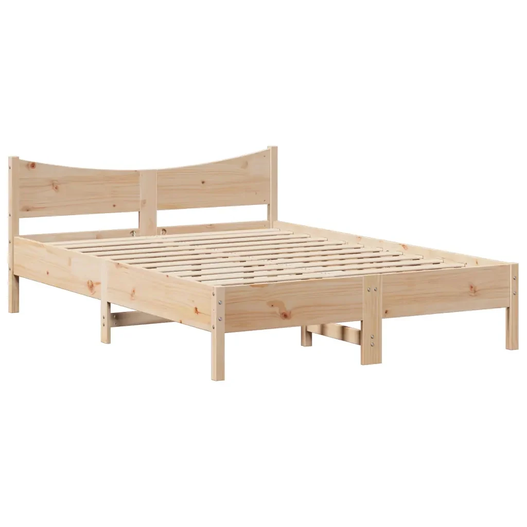 Letto matrimoniale | Letto per adulti | Giroletto con Testiera 140x190 cm in Legno Massello di Pino - Image 5