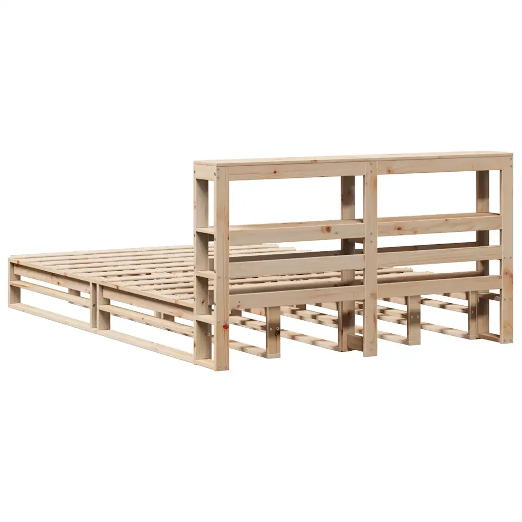 Letto matrimoniale | Letto per adulti | Giroletto con Testiera 140x190 cm in Legno Massello di Pino - Image 8