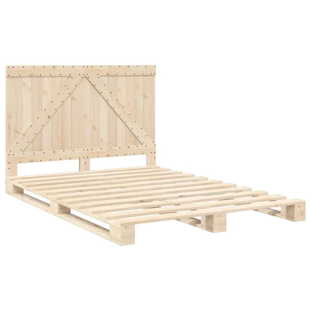 Letto matrimoniale | Letto per adulti | Giroletto con Testiera 140x200 cm in Legno Massello di Pino - Image 4