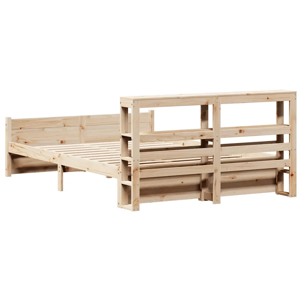 Letto matrimoniale | Letto per adulti | Giroletto con Testiera 140x200 cm in Legno Massello di Pino - Image 8
