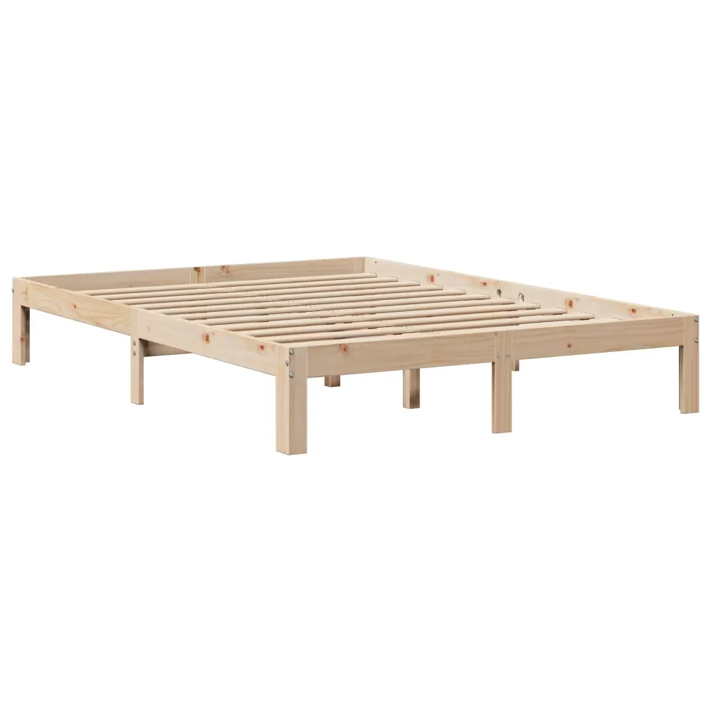 Letto matrimoniale | Letto per adulti | Giroletto con Testiera 140x200 cm in Legno Massello di Pino - Image 7